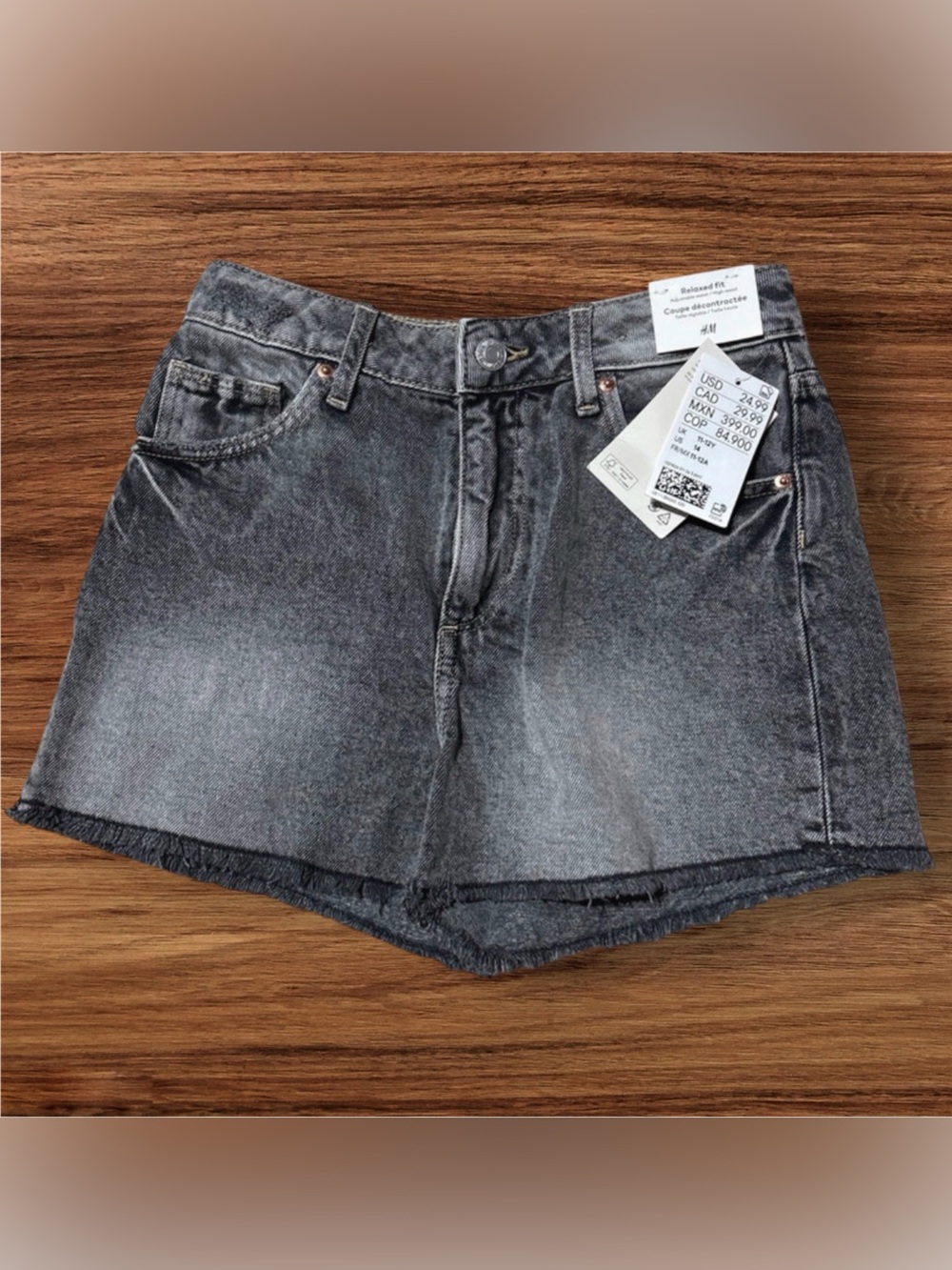 Girls Black Washed Denim Shorts